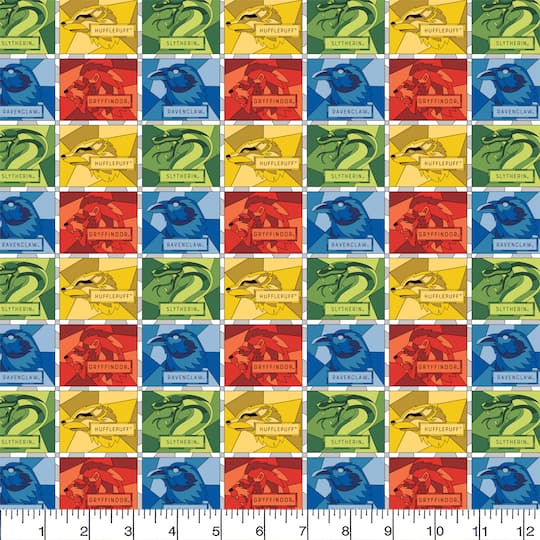 Harry Potter™ Stained Glass Blocks Cotton Fabric